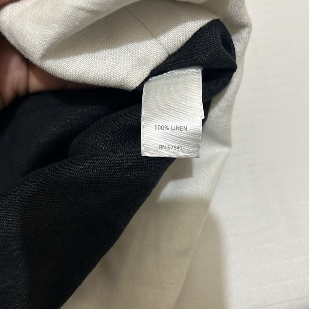 J. Jill 100% Linen Dress XS Black‎ White Color block Sleeveless Pockets Travel - Picture 6 of 8